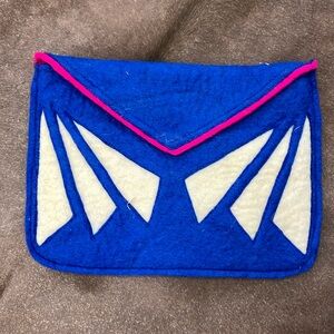 Catrinaka Boiled Wool Geometric Foldover Clutch